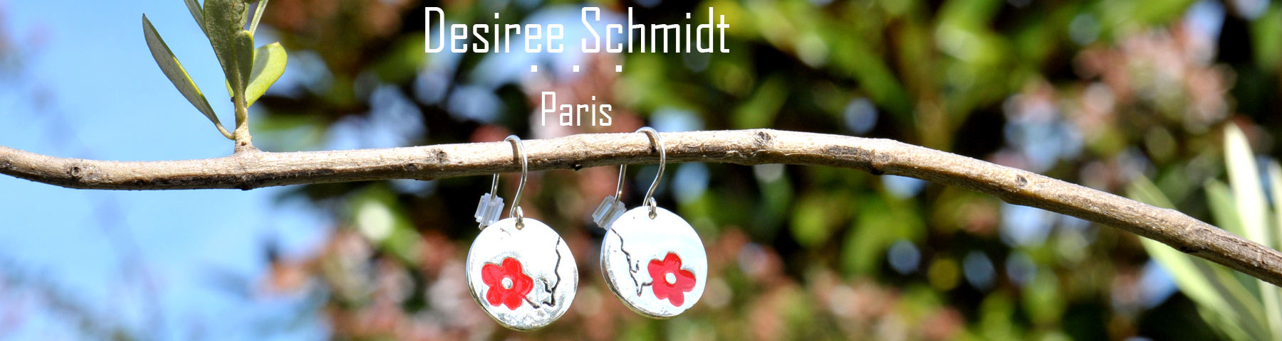 925 silver red Cherry Blossom earrings made in France