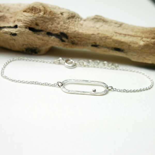 Bracelet in recycled 925 silver and fine silver minimalist adjustable rain pearl