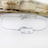 Bracelet in recycled 925 silver and fine silver minimalist adjustable rain pearl