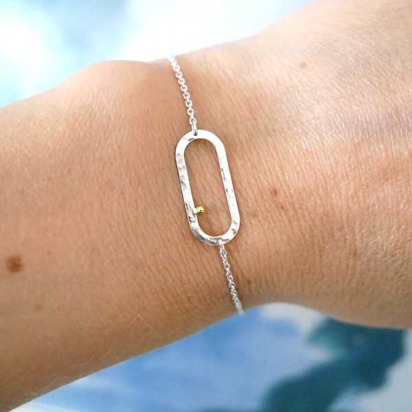 Minimalistische 24 Karat Regenperle verstellbarer Armband aus recyceltem 925er Silber