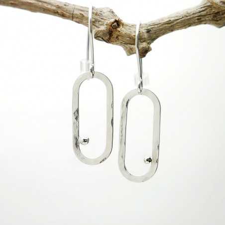 Boucles d'oreilles pendantes en argent 925 recyclé minimaliste réglable ovale Perle de Pluie