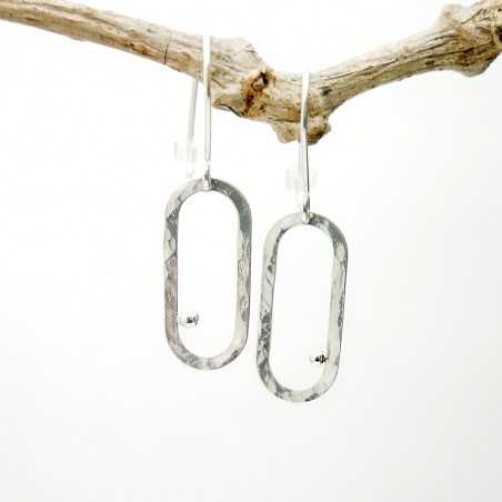 Boucles d'oreilles pendantes en argent 925 recyclé minimaliste réglable ovale Perle de Pluie