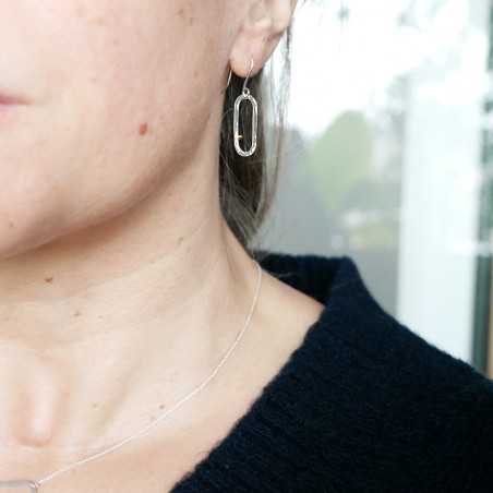 Boucles d'oreilles pendantes en argent 925 recyclé et or 24 carats minimaliste ovale Perle de Pluie