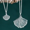 Large, fine and minimalist Ginko pendant in 925 silver for women
