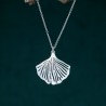 Grand pendentif argent 925 Ginko fin et minimaliste pour femme