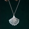 Grand pendentif argent 925 Ginko fin et minimaliste pour femme