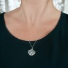 Large, fine and minimalist Ginko pendant in 925 silver for women