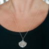 Grand pendentif argent 925 Ginko fin et minimaliste pour femme