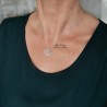 Large, fine and minimalist Ginko pendant in 925 silver for women