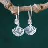 Small ang light Ginko drop earrings in recycled 925 silver for women