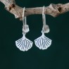 Small ang light Ginko drop earrings in recycled 925 silver for women