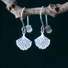 Small ang light Ginko drop earrings in recycled 925 silver for women