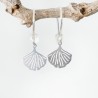 Small ang light Ginko drop earrings in recycled 925 silver for women