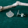 Small Ginko stud earrings in recycled 925 silver for women