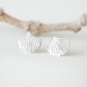 Small Ginko stud earrings in recycled 925 silver for women