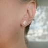 Small Ginko stud earrings in recycled 925 silver for women