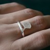 Verstellbarer Ginkgoblatt Ring aus 925er recyceltes Silber für Damen