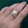 Verstellbarer Ginkgoblatt Ring aus 925er recyceltes Silber für Damen