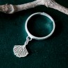 Bague réglable argent 925 recyclé feuille de Ginko pour femme