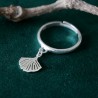 Verstellbarer Ginkgoblatt Ring aus 925er recyceltes Silber für Damen
