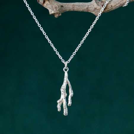 Small branch pendant in recycled 925 silver