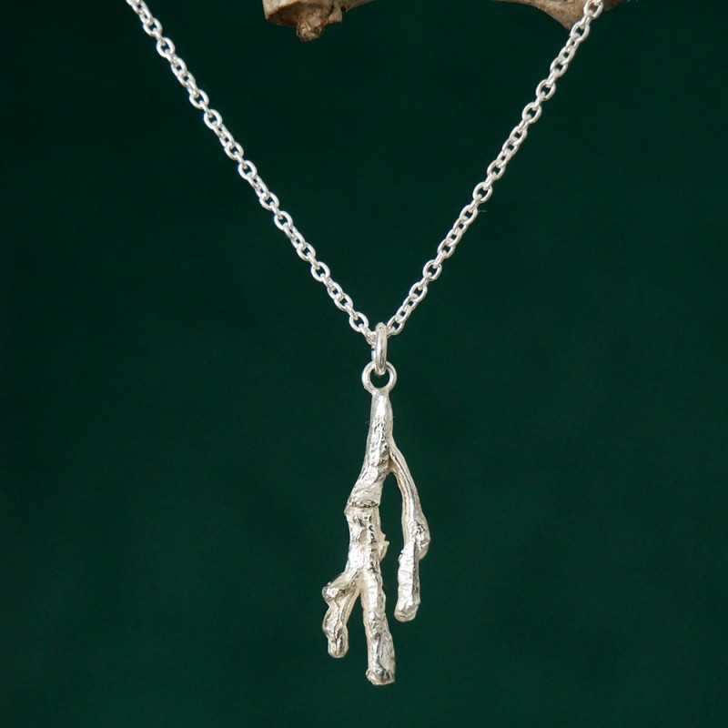 Small branch pendant in recycled 925 silver