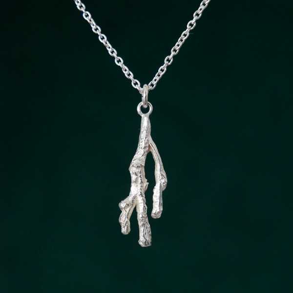 Small branch pendant in recycled 925 silver