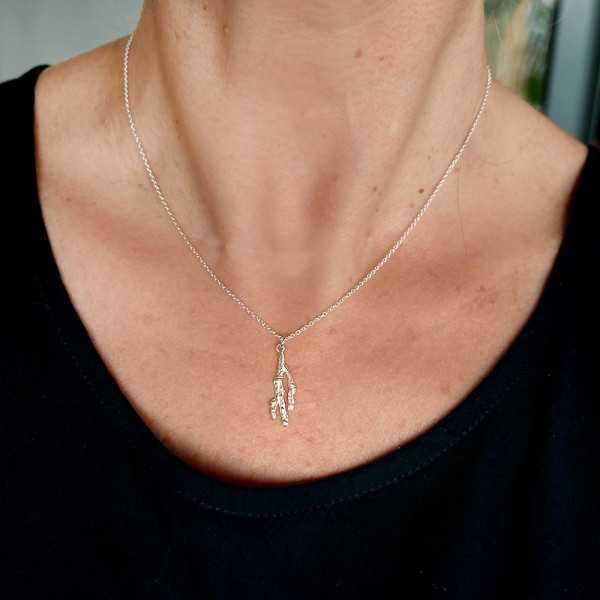 Pendentif brindille en argent 925 recyclé