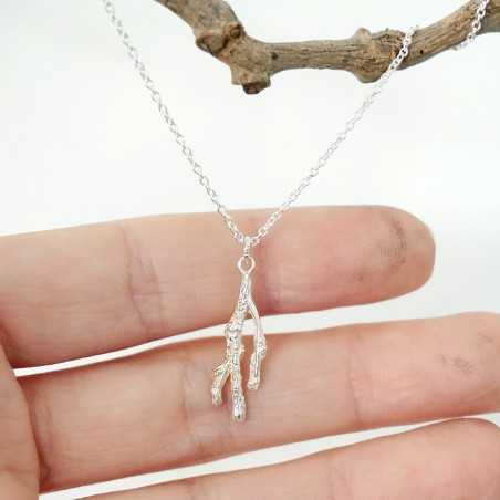 Small branch pendant in recycled 925 silver