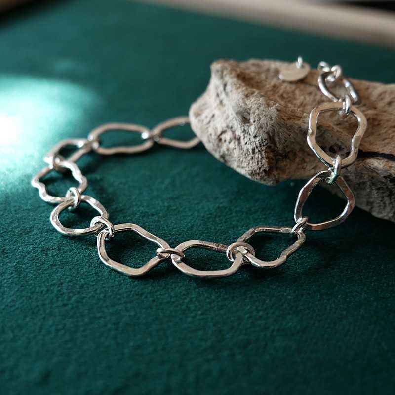 Großes Maya-Wolkenarmband aus recyceltem 925er Silber verstellbar Großes Maya-Wolkenarmband aus recyceltem 925er Silber verstellbar