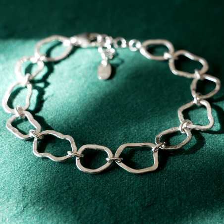 Großes Maya-Wolkenarmband aus recyceltem 925er Silber verstellbar