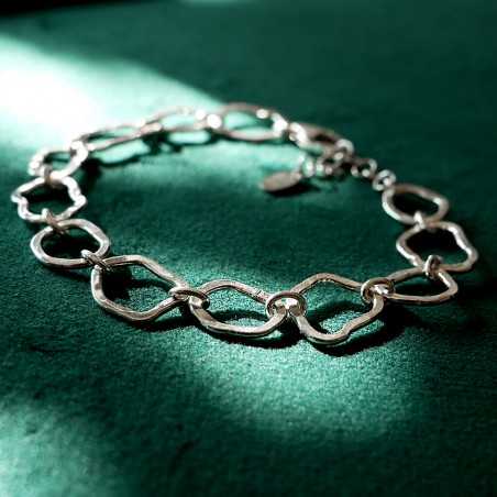 Großes Maya-Wolkenarmband aus recyceltem 925er Silber verstellbar