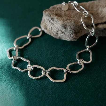 Großes Maya-Wolkenarmband aus recyceltem 925er Silber verstellbar