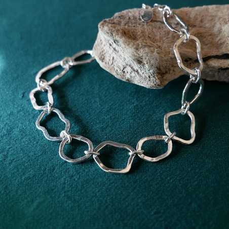 Großes Maya-Wolkenarmband aus recyceltem 925er Silber verstellbar