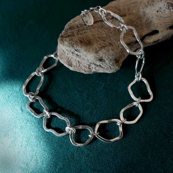 Großes Maya-Wolkenarmband aus recyceltem 925er Silber verstellbar