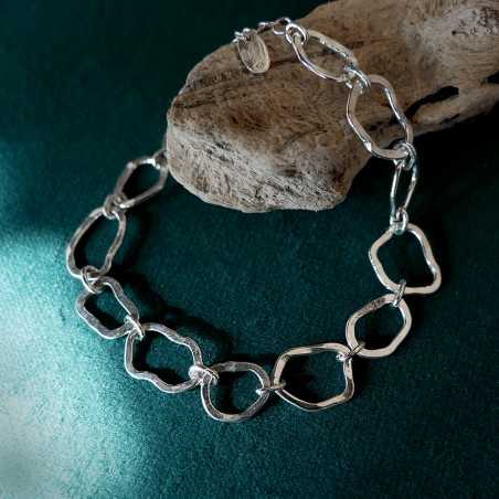 Großes Maya-Wolkenarmband aus recyceltem 925er Silber verstellbar