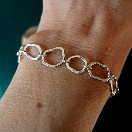 Großes Maya-Wolkenarmband aus recyceltem 925er Silber verstellbar