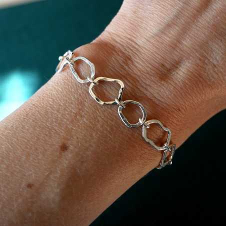 Großes Maya-Wolkenarmband aus recyceltem 925er Silber verstellbar