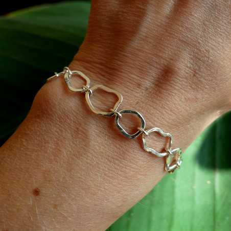 Großes Maya-Wolkenarmband aus recyceltem 925er Silber verstellbar