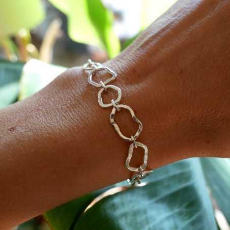 Großes Maya-Wolkenarmband aus recyceltem 925er Silber verstellbar