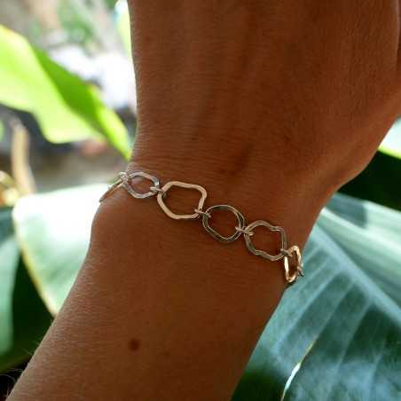 Großes Maya-Wolkenarmband aus recyceltem 925er Silber verstellbar