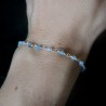 Aquamarine rosary chain bracelet with 3mm faceted beads and 925 silver, minimalist and adjustable