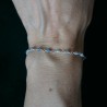 Bracelet chaine rosaire aigue marine perles 3 mm facettées et argent 925 minimalistes et réglable