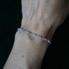 Bracelet chaine rosaire aigue marine perles 3 mm facettées et argent 925 minimalistes et réglable