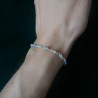 Aquamarine rosary chain bracelet with 3mm faceted beads and 925 silver, minimalist and adjustable