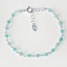 Amazonite rosary chain bracelet with 3mm faceted beads and 925 silver, minimalist and adjustable