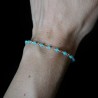 Amazonite rosary chain bracelet with 3mm faceted beads and 925 silver, minimalist and adjustable