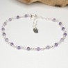 Amethyst-Rosenkranz-Armband mit 3 mm großen facettierten Perlen und 925er Silber, minimalistisch und verstellbar