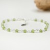 Peridot rosary chain bracelet with 3mm faceted beads and 925 silver, minimalist and adjustable