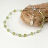 Peridot rosary chain bracelet with 3mm faceted beads and 925 silver, minimalist and adjustable